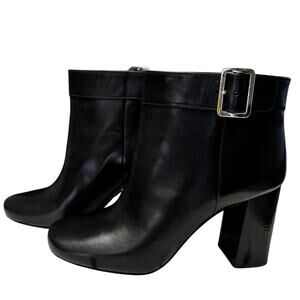 NEW Prada Black Leather Round Toe Platform Block Heel Ankle Boots Size 38 / US 8